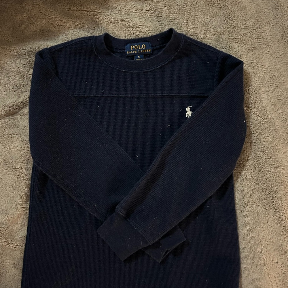 Polo Ralph Lauren Navy Waffle-knit Shirt, Sz 5
